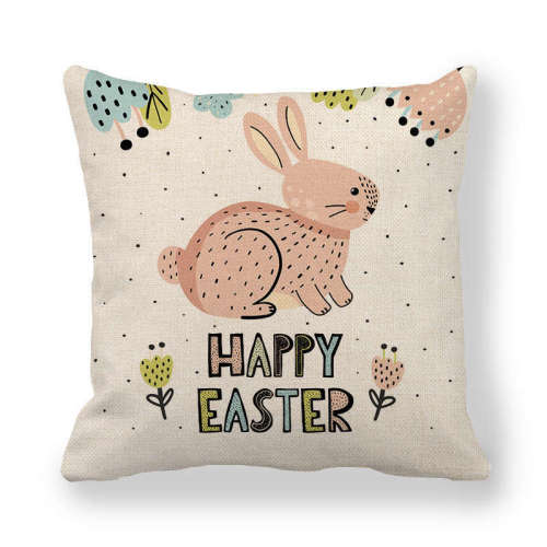 Easter Day Bunny Print Cushion Cover Throw Pillow Case