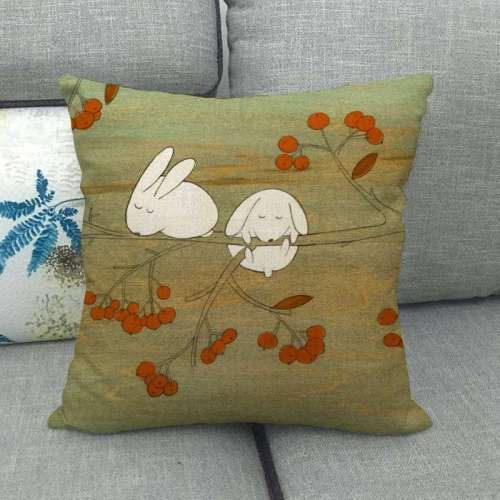 Cartoon Bunny Print Cushion Cover Throw Pillow Case