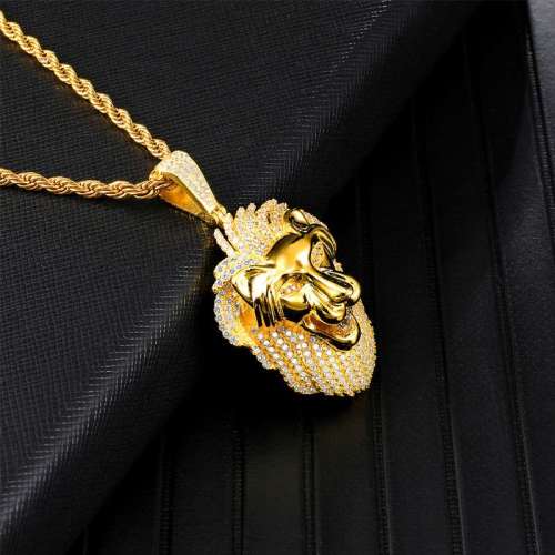 Men Hiphop Diamonds Lion Chain Necklace