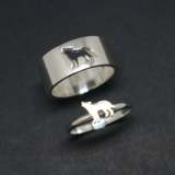 Stainless Steel Silver Wolf Couple Pair Rings