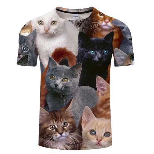 Family Matching T-shirts Unisex Cat Print Tops