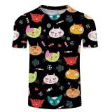 Family Matching T-shirts Unisex Cartoon Cat Print Tops
