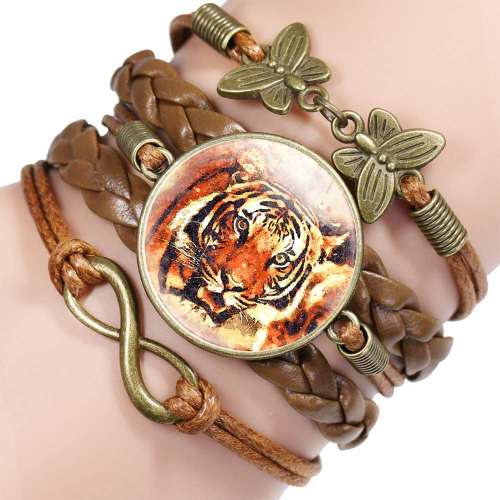 Unisex Gemstone Tiger Butterfly Bracelet
