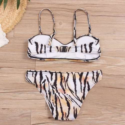 Womens Tiger Print Triangle Bikini Swimsuit Swimwear
