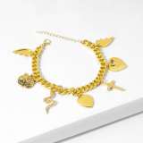 Punk Women Golden Tiger Snake Cross Diamond Thick Chain Bracelet