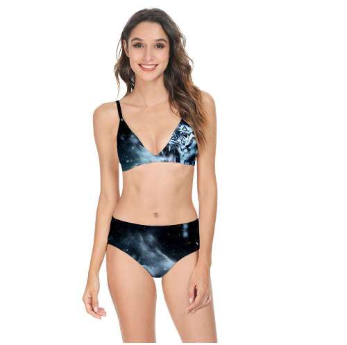 Womens Tiger Print Triangle Bikini Swimsuit Swimwear
