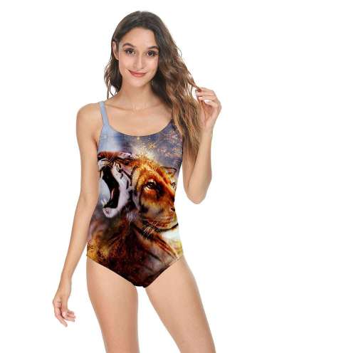 Womens Tiger Print One Piece Swimsuit Swimwear