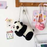 Cartoon Panda Design Fluffy Chain Crossbody Bag