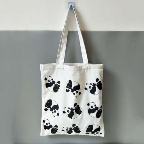 Panda Print Canvas Tote Bag