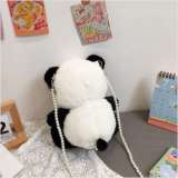Cartoon Panda Design Fluffy Crossbody Bag