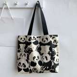 Panda Print Double Sided Canvas Tote Bag