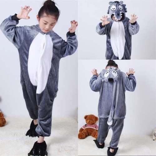 Unisex Kids Wolf Onesie Kigurumi Pajamas Cosplay Costume