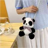 Cartoon Panda Design Fluffy Crossbody Bag