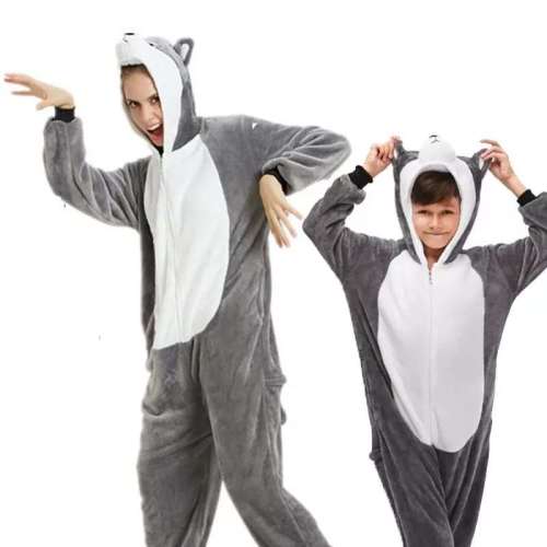 Family Kigurumi Pajamas Wolf Plush Animal Onesie Cosplay Costume Pajamas For Kids and Adults