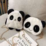 Mini Cartoon Panda Design Fluffy Chain Crossbody Bag