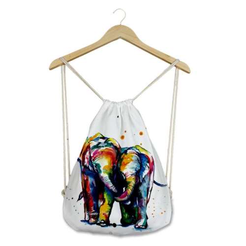Unisex Elephant Print Canvas Backpack