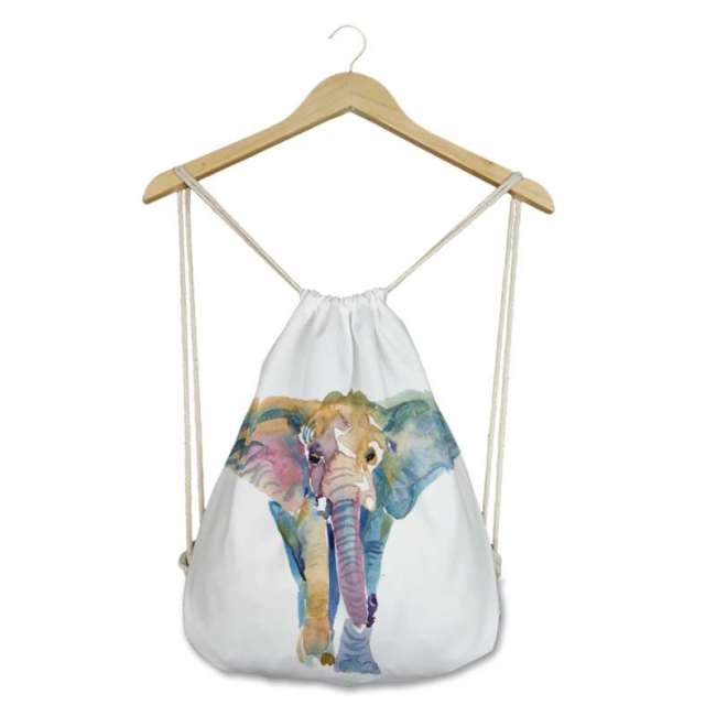 Unisex Elephant Print Canvas Backpack