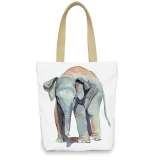 Elephant Print Canvas Tote Bag