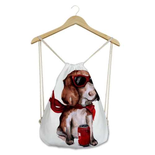 Unisex Dog Puppy Print Canvas Backpack
