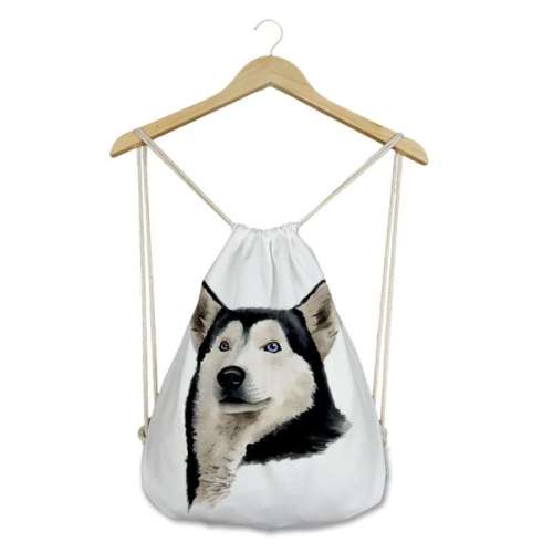 Unisex Dog Puppy Print Canvas Backpack