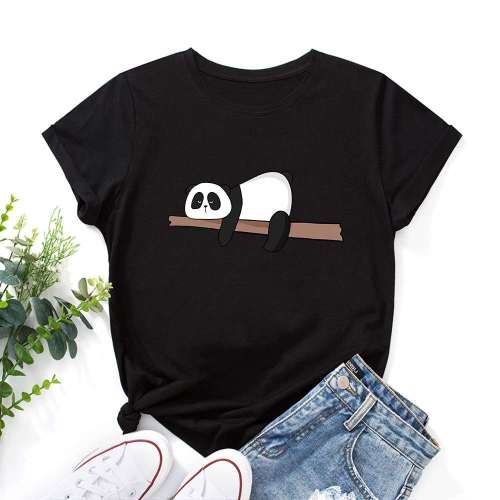 Unisex Cute Panda Print Cotton T-shirts Tops