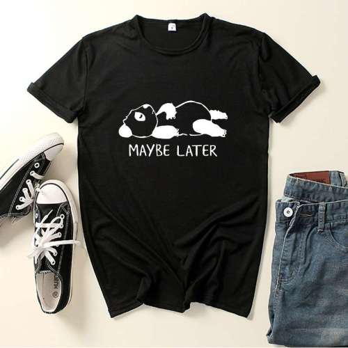 Unisex Cute Panda Print Cotton Loose T-shirts Tops