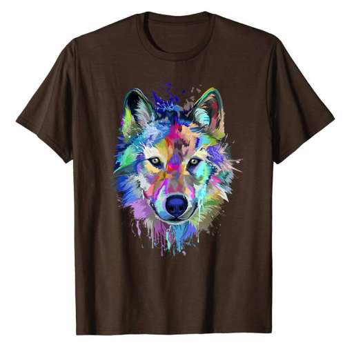 Designed Family Matching T-shirts Unisex Wolf Print Tops