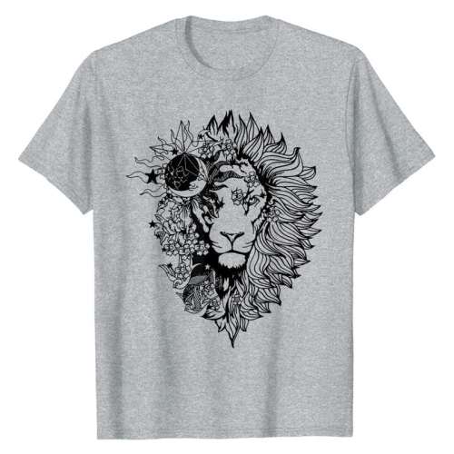 Family Matching T-shirts Unisex Lion Moon Flower Print Short Sleeve Tops