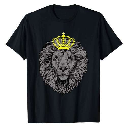 Family Matching T-shirts Unisex Lion Crown Print Short Sleeve Tops