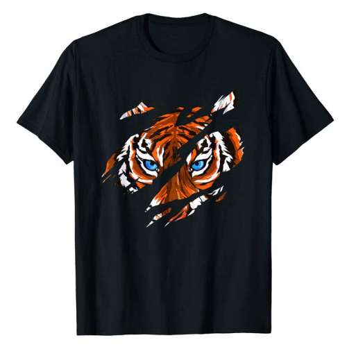 Family Matching T-shirts Unisex Tiger Head Print Short Sleeve Tops