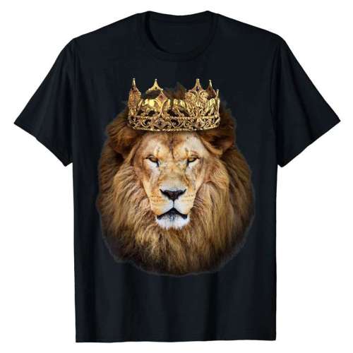 Family Matching T-shirts Unisex Lion Crown Print Short Sleeve Tops
