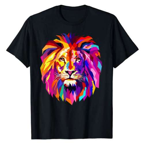Family Matching T-shirts Unisex Lion Head Print Short Sleeve Tops