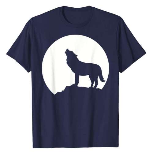 Designed Family Matching T-shirts Unisex Wolf Moon Print Tops
