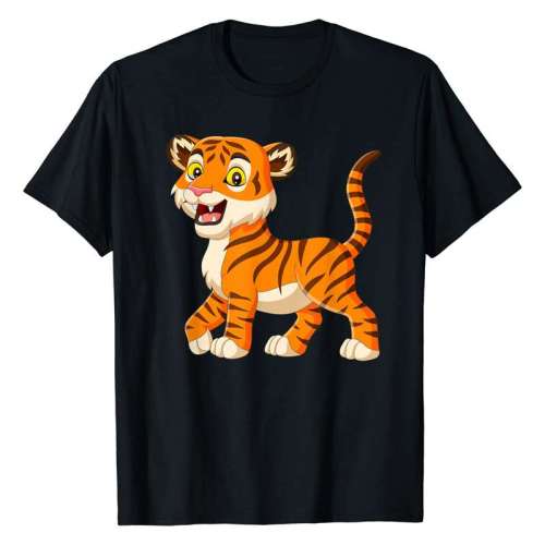 Designed Family Matching T-shirts Unisex Cute Tiger Print Short Sleeve Tops
