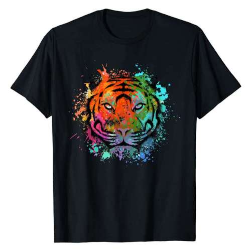 Designed Family Matching T-shirts Unisex Tiger Head Print Short Sleeve Tops