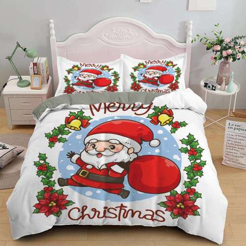 3D Merry Christmas Theme Print Bedding Set
