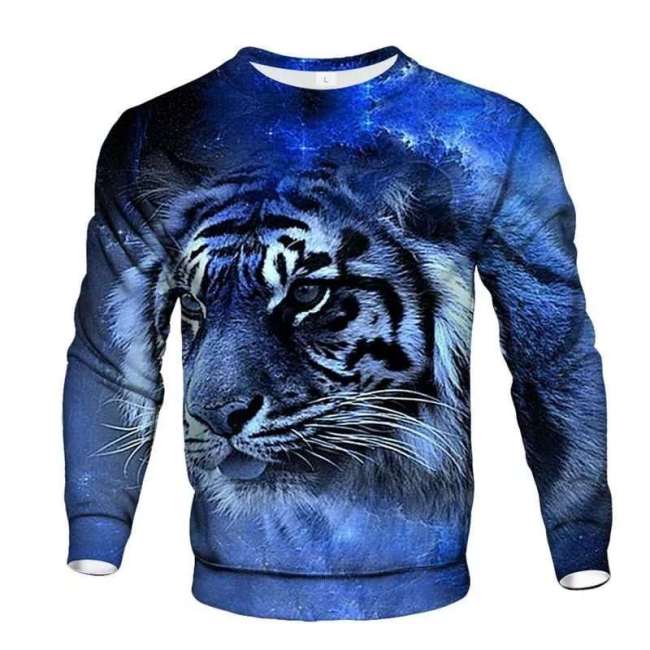 Blue Tiger Print Sweatshirt