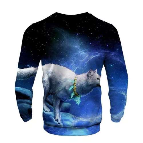 Unisex Wolf Print Pullover Sweatshirts
