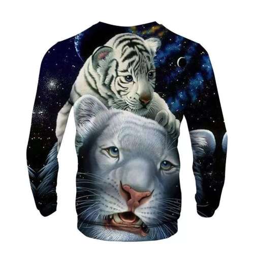 Unisex Tiger Print Pullover Sweatshirts