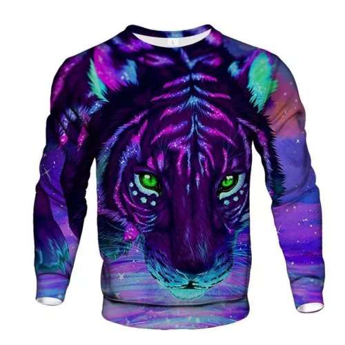 Unisex Tiger Print Pullover Sweatshirts