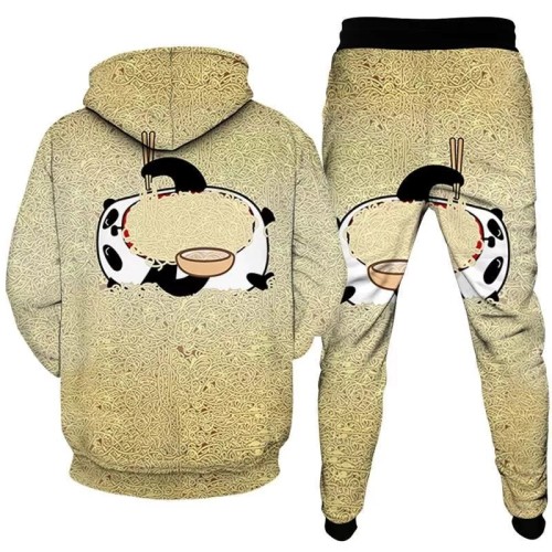 Unisex Panda Print Hoodies Pants Sets