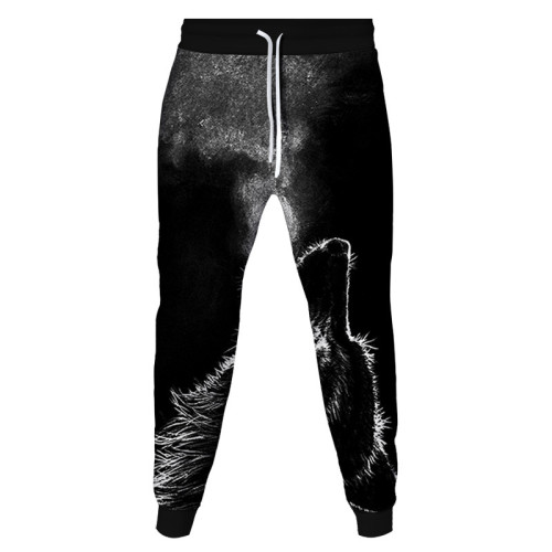 Unisex Wolf Print Elasticated Sports Pants