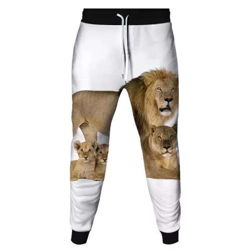 Unisex Lion Print Elasticated Sports Pants