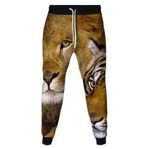 Unisex Lion Print Elasticated Sports Pants