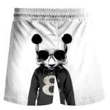 Men Panda Print Elasticated Beach Shorts