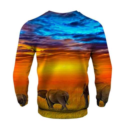 Unisex Elephant Print Pullover Sweatshirts