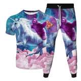 Unisex Horse Print T-shirt Pants Sets