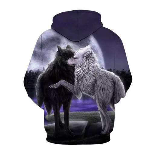 Black And White Wolf Hoodie