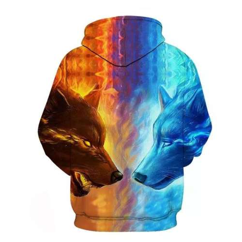 Fire And Ice Wolf Hoodie