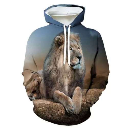 Family Matching Hoodies Unisex Lion Print Pullover Sweatshirt